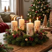 Artikel Adventskrans kaarsenset 1-4 crème kerstmotief RAL-kwaliteit Gemaakt in Duitsland 130/70mm 4 stuks