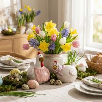 Artikel Keramische kippenfiguurtjes voor de woonkamer, schattige paasdecoratie voor op tafel, 11 cm, 2 stuks