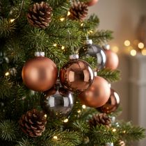 Artikel Kerstboomballen zilver abrikoos glazen bollen Ø5cm 24 st
