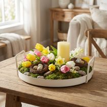 Artikel Dienblad met praktische handgrepen, vintage look, voor veelzijdige decoratie-ideeën met bloemen en natuurlijke materialen, 30 cm