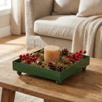 Artikel Decoratieve schaal vierkant metalen schaal groen 15×15cm 2 stuks