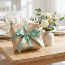 Artikel Decoratief lint taft lint cadeau lint groen salie 15mm 50m