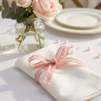 Artikel Decoratief lint antiek roze, kanten lint, bloemenbenodigdheden, bruiloft B15mm L15m