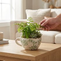 Artikel Keramische plantenpot met bloemenpatroon, kamerdecoratie, 18 cm
