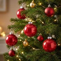 Artikel Rode kerstballen, glazen kerstboomversieringen, glanzend, Ø6 cm, 24 stuks