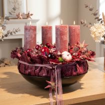 Artikel Roze pilaarkaarsen, antiekroze marmerlook, 85×200 mm, set van 2, ter decoratie en als cadeau