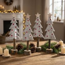 Artikel Kerstboomversiering vilt ster hart beige rood H21cm 4 stuks