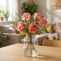 Artikel Kunstrozen roze decoratieve rozen met knoppen L44cm 4 st