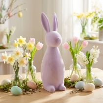 Artikel Paashaas decoratie staand konijn – 2e keus – geflockt lila H47cm