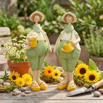 Artikel Decoratieve tuinmanfiguurtjes, tafeldecoratie, zomer, groen/geel, 16,5 x 5,5 cm, 2 stuks