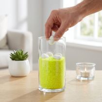 Artikel Decoratief zand geel neonkleurig zand 0,5 mm zand neongeel 1 kg