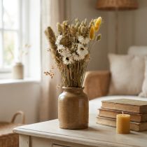 Artikel Droogbloemenboeket strobloemen Phalaris wit geel 30cm