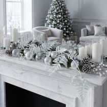 Artikel Decoratieve varen om op te hangen wit blauw glitter winter L110cm