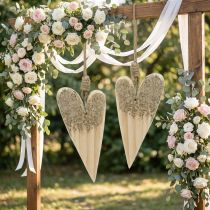 Artikel Houten Hart Glitter om op te hangen 18cm x 10cm 2 stuks