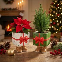 Artikel Keramische kerstdecoratie plantenbak cadeau-ontwerp met schattige voetjes