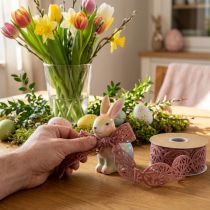 Artikel Fluwelen lint Paaseieren sierlint Pasen oudroze 40mm 5m