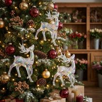 Artikel Rendierdecoratie Kerstversiering iriserend H12cm 3st
