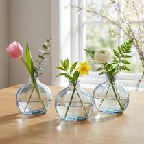 Artikel Kleine glazen vaas helder modern mini vaas glas blauw 11×6×10cm 3 stuks