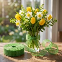 Artikel Groen jute lint, 5 cm breed, 40 m lang