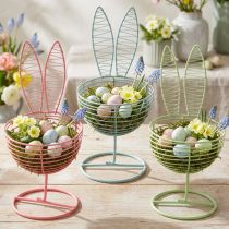 Artikel Draadkonijn als open decoratief object voor moderne lente- en paasideeën, 16 cm, 3 stuks