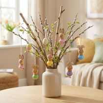 Artikel Houten paashaasjes als decoratiehangers voor de lente en de paasboom, 4 cm, 12 stuks