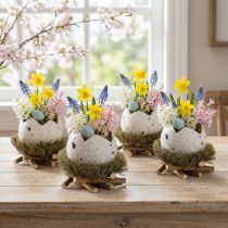 Artikel Paasdecoratie: ei in een nest, decoratief vogelnestje, natuurlijke kleuren, Ø9cm H11cm, 4 stuks