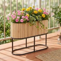 Artikel Mini verhoogd plantenbed, jardinière, plantenbak, hout, ovaal, 50×20cm, H40cm