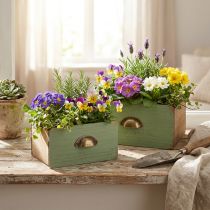 Artikel Plantenbak houten lades decoratie 22/18cm set van 2 stuks