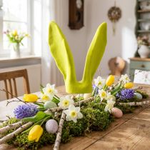 Artikel Konijntje sieroren geel groen pistache Pasen op stokje 56cm