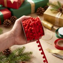 Artikel Decoratief lint met pompons Pom Pom lint Rood 20mm 15m