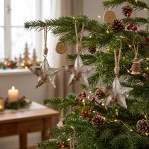 Artikel Hangdecoratie decoratie ster Kerst metaal zilver 11cm 3 st