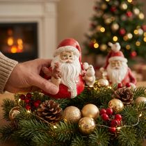 Artikel Kerstfiguren Kerstman met dieren 10x7x9cm 2st