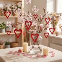 Artikel Houten harten decoratieve hanger houtdecoratie rood 6/8/10/12cm 16 st