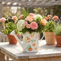 Artikel Vintage decoratieve metalen gieter met rozenmotief, zomerse tuindecoratie, nostalgische plantenbak, H31,5 cm