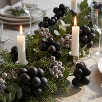 Artikel Mini kerstballen op draad zwart glas Ø20mm 140 st