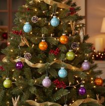 Artikel Kerstballenset, kleurrijke kerstballen, glanzend, 40 mm, 24 stuks