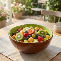 Artikel Keramische serveerschaal met kiwi-design. Ideaal voor stijlvolle eettafels en buffetten. 15 cm