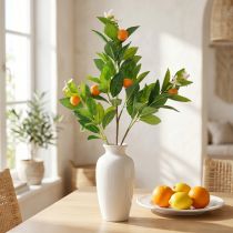 Artikel Decoratieve oranje tak en bloemen Oranje kunsttak 78cm