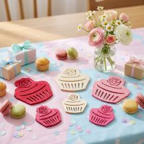 Artikel Houten cupcakes tafeldecoratie pastelkleuren muffins verjaardagsdecoratie 24 st