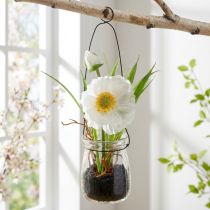 Artikel Papaver in een glas om wit H22cm op te hangen