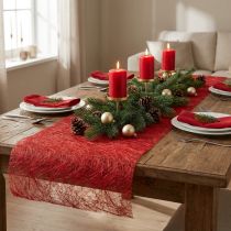 Artikel Deco fleece Sizoweb tafelloper rood 30cm 5m
