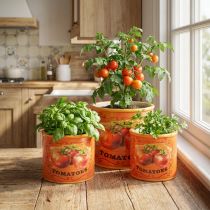 Artikel Tomatenplantenpotten set, keramische decoratieve bloempotten voor keuken en retro interieur, 14 cm, set van 3