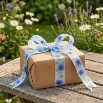 Artikel Cadeaulint korenbloem zijden lint blauw 25mm 18m