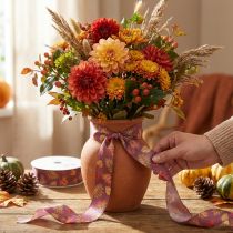 Artikel Decoratief lint met herfstbladmotief, 40 mm breed, 15 m lang