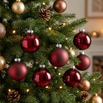 Artikel Kerstbol glas Ø4cm Bordeaux mix 24 st
