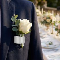 Artikel Bruiloftssieraden corsage lint wit 2 stuks