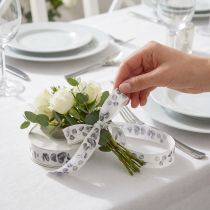Artikel Decoratief lint sieradenlint eucalyptus wit grijs B25mm L20m