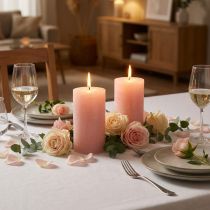 Artikel Roze pilaarkaarsen 85×150mm, effen kleur, set van 2, ideaal voor decoratie en romantiek