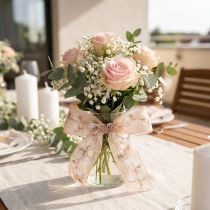 Artikel Organza lint, katoenen bloemen, decoratief lint, roze, 40 mm, 15 m