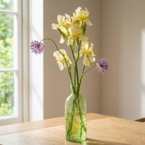 Artikel Decoratieve vaas glas bloemenvaas geelgroen patroon Ø10cm H25cm